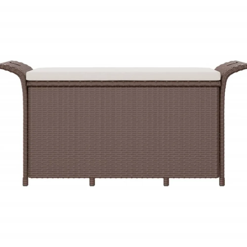 Sale FinePRICE Puutarhapenkki tyynyllä ruskea 116x46x57 cm polyrottinki