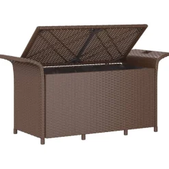 Sale FinePRICE Puutarhapenkki tyynyllä ruskea 116x46x57 cm polyrottinki