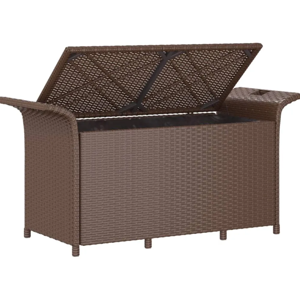 Sale FinePRICE Puutarhapenkki tyynyllä ruskea 116x46x57 cm polyrottinki