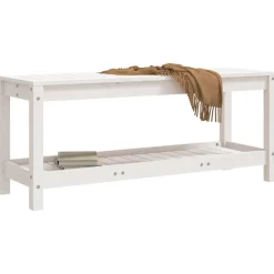 Clearance FinePRICE Puutarhapenkki valkoinen 108x35x45 cm, mänty