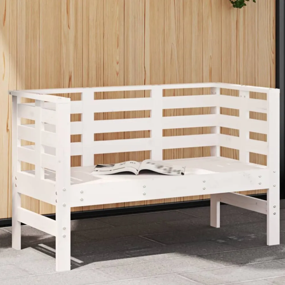 Sale FinePRICE Puutarhapenkki valkoinen 111,5x53x71 cm, mänty