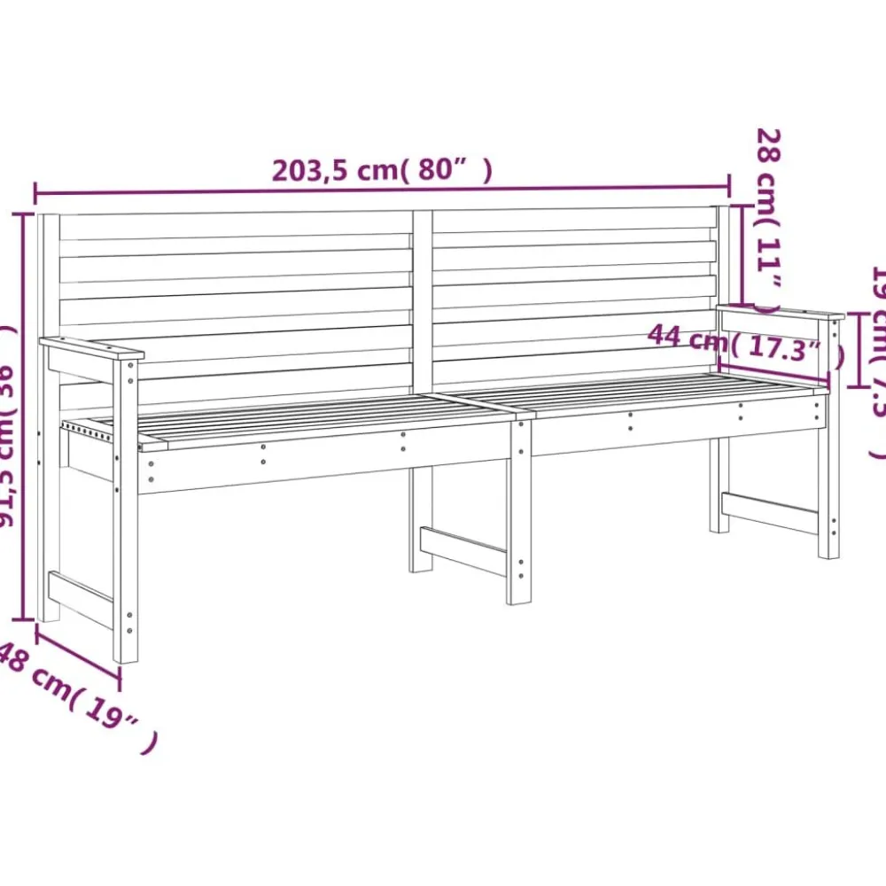Best FinePRICE Puutarhapenkki 109x48x91,5 cm, douglaskuusi
