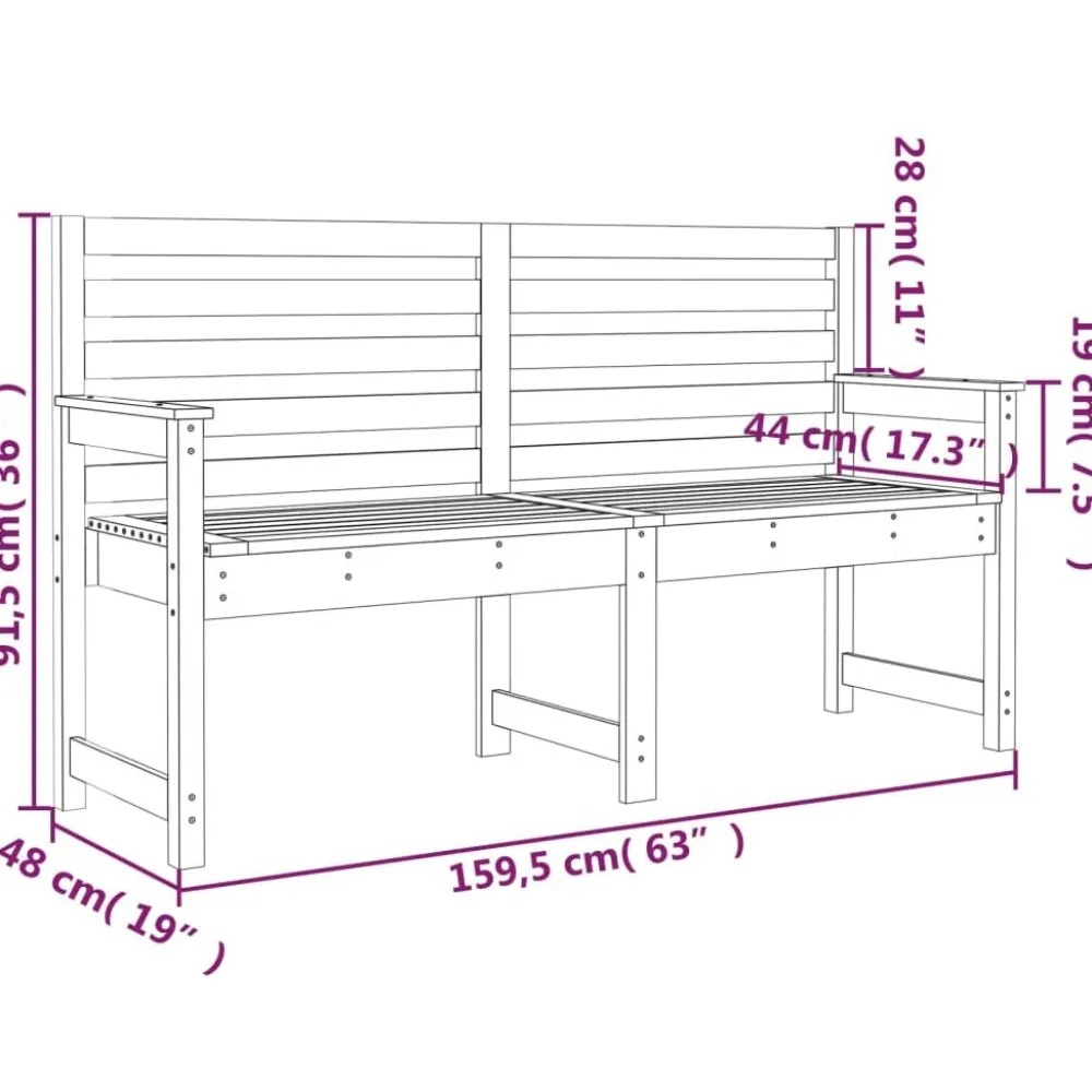 Best FinePRICE Puutarhapenkki 109x48x91,5 cm, douglaskuusi