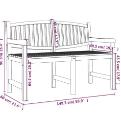 Best FinePRICE Puutarhapenkki 149,5x60x90 cm, tiikki