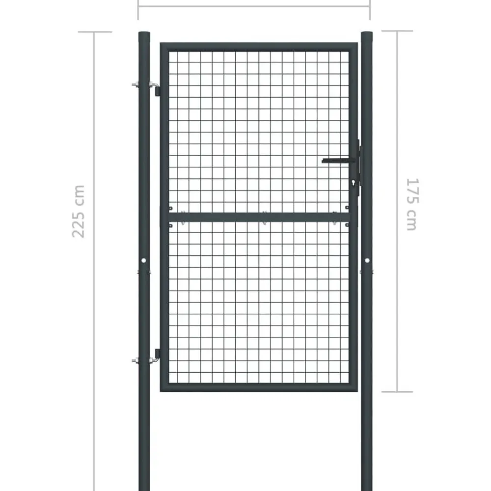 Hot FinePRICE Puutarhaportti galvanoitu teräsverkko 100x225cm harmaa