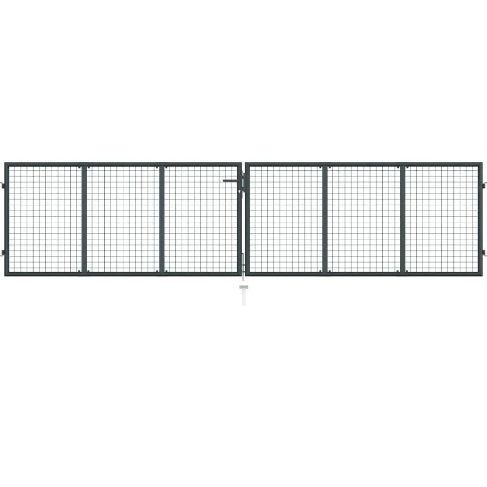 Outlet FinePRICE Puutarhaportti galvanoitu teräsverkko 400x125cm harmaa