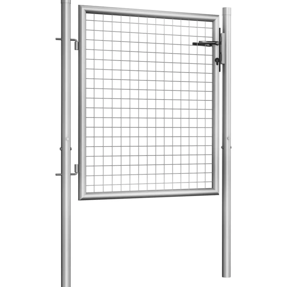 New FinePRICE Puutarhaportti galvanoitu teräs 105x125cm hopea