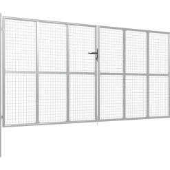 FinePRICE Puutarhaportti galvanoitu teräs 415x250cm hopea