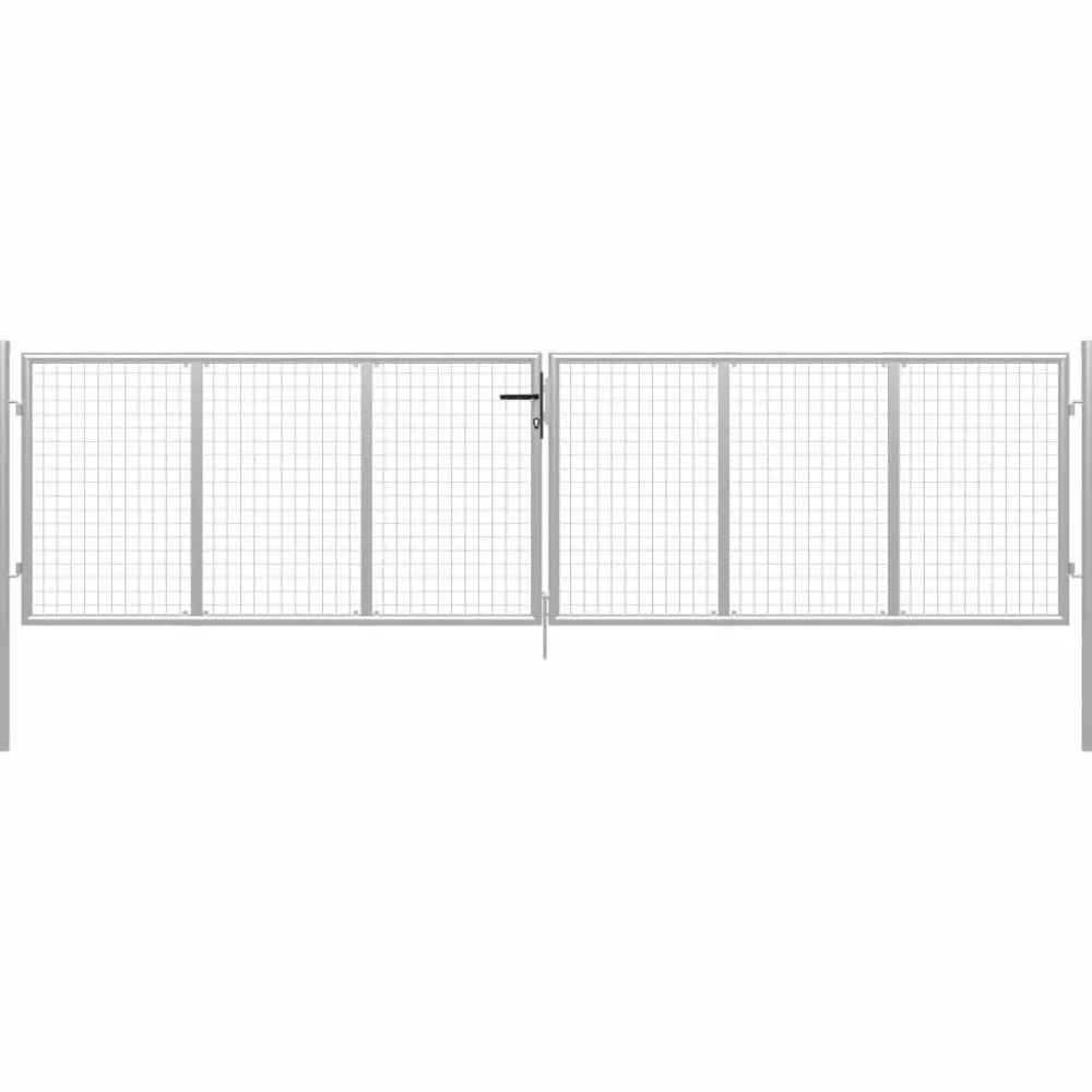 Discount FinePRICE Puutarhaportti galvanoitu teräs 415x150cm hopea