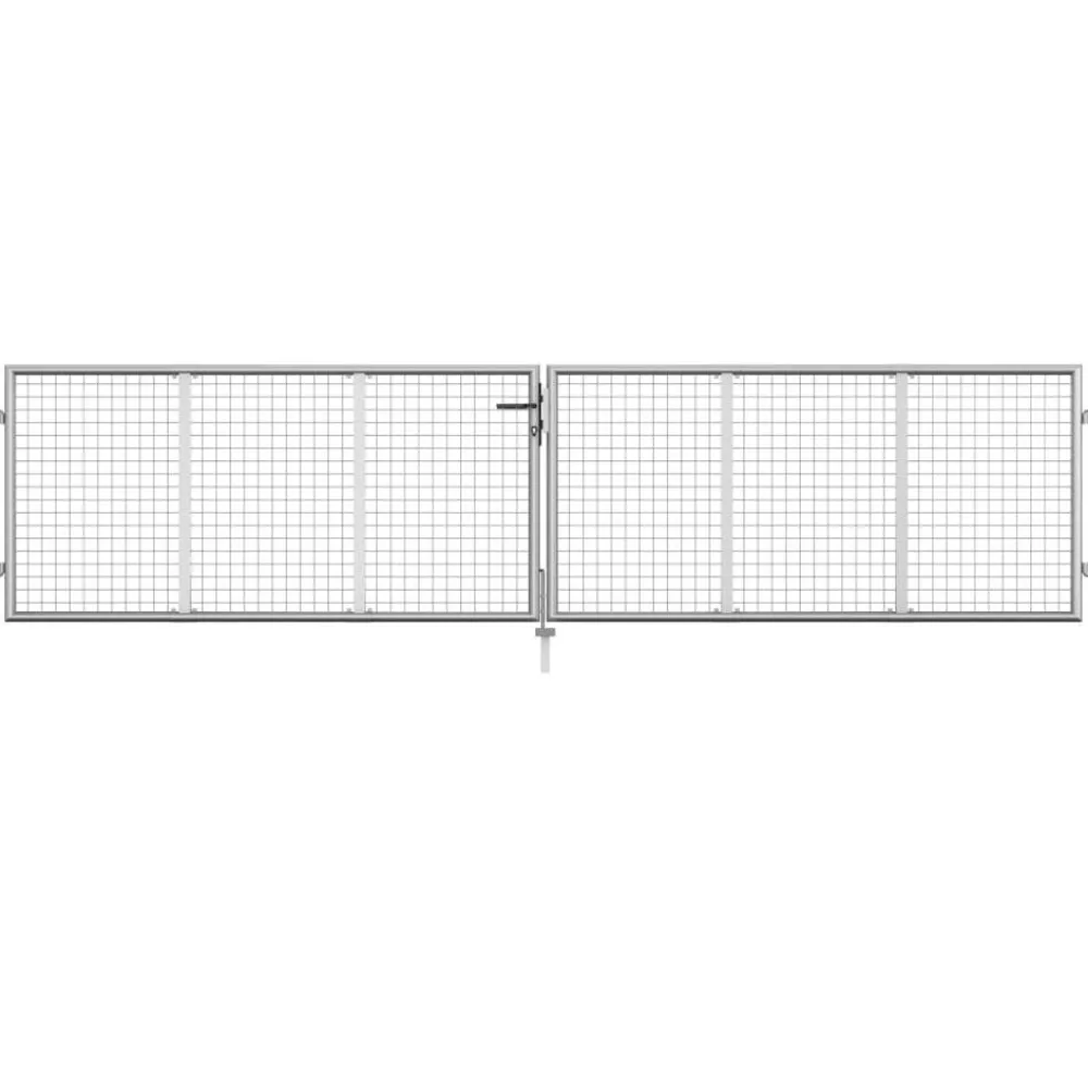 Outlet FinePRICE Puutarhaportti galvanoitu teräs 415x125cm hopea