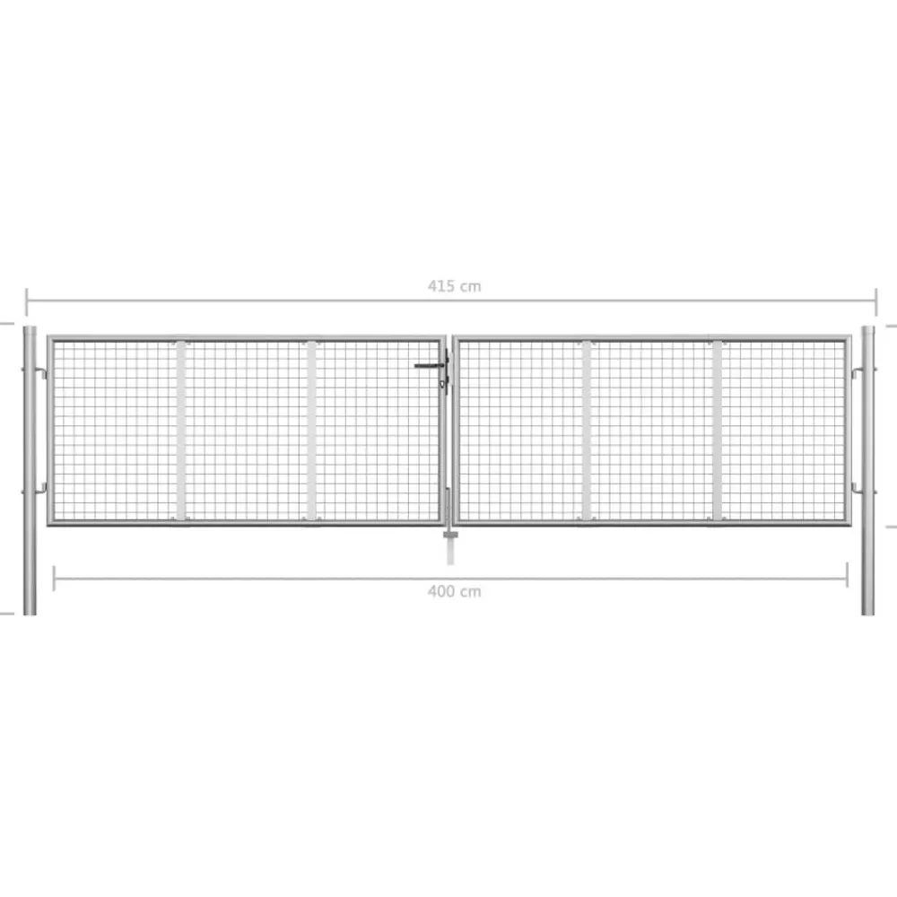 Outlet FinePRICE Puutarhaportti galvanoitu teräs 415x125cm hopea
