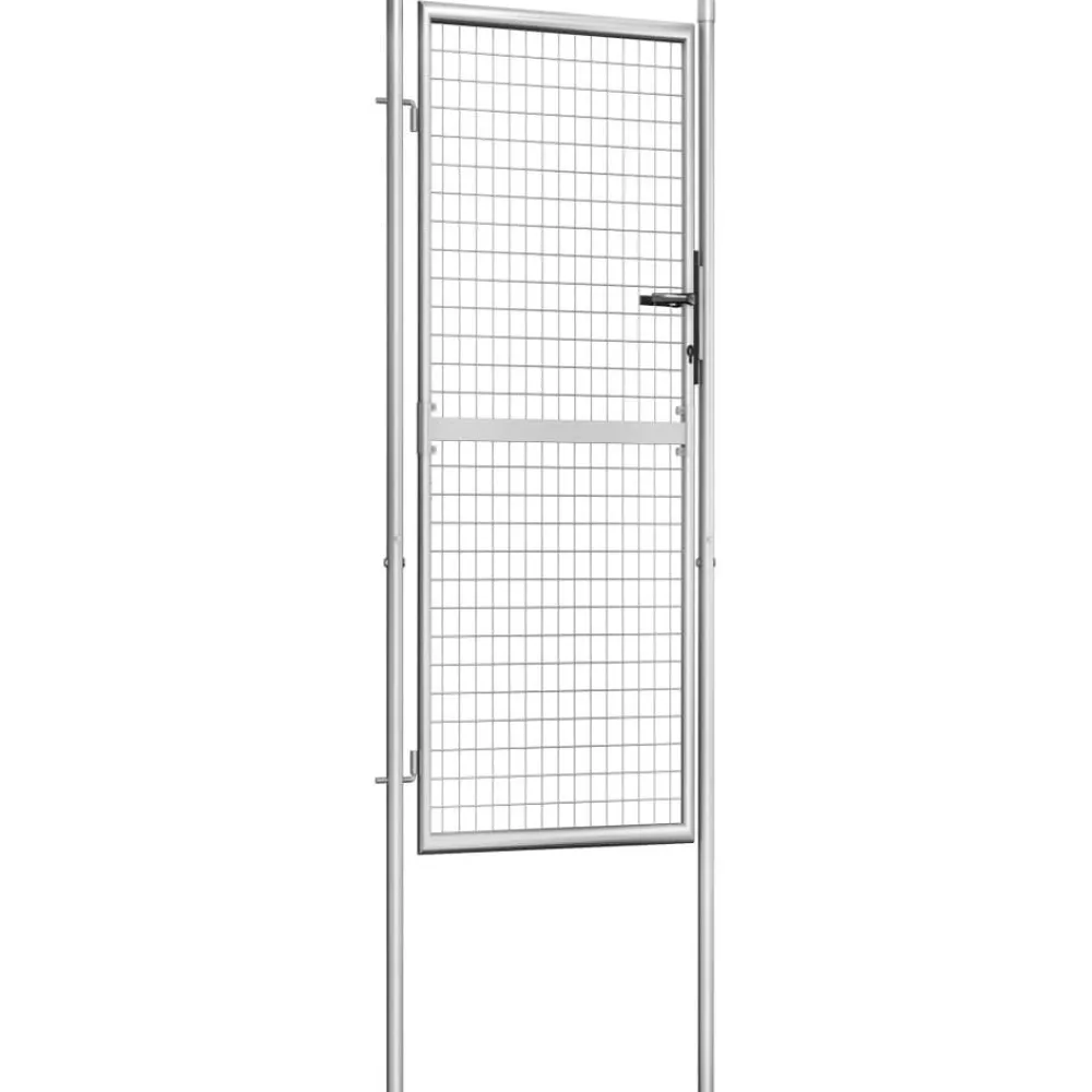 Clearance FinePRICE Puutarhaportti galvanoitu teräs 105x250cm hopea