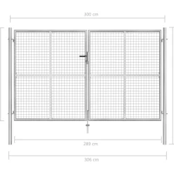 Best FinePRICE Puutarhaportti galvanoitu teräs 306x200cm hopea
