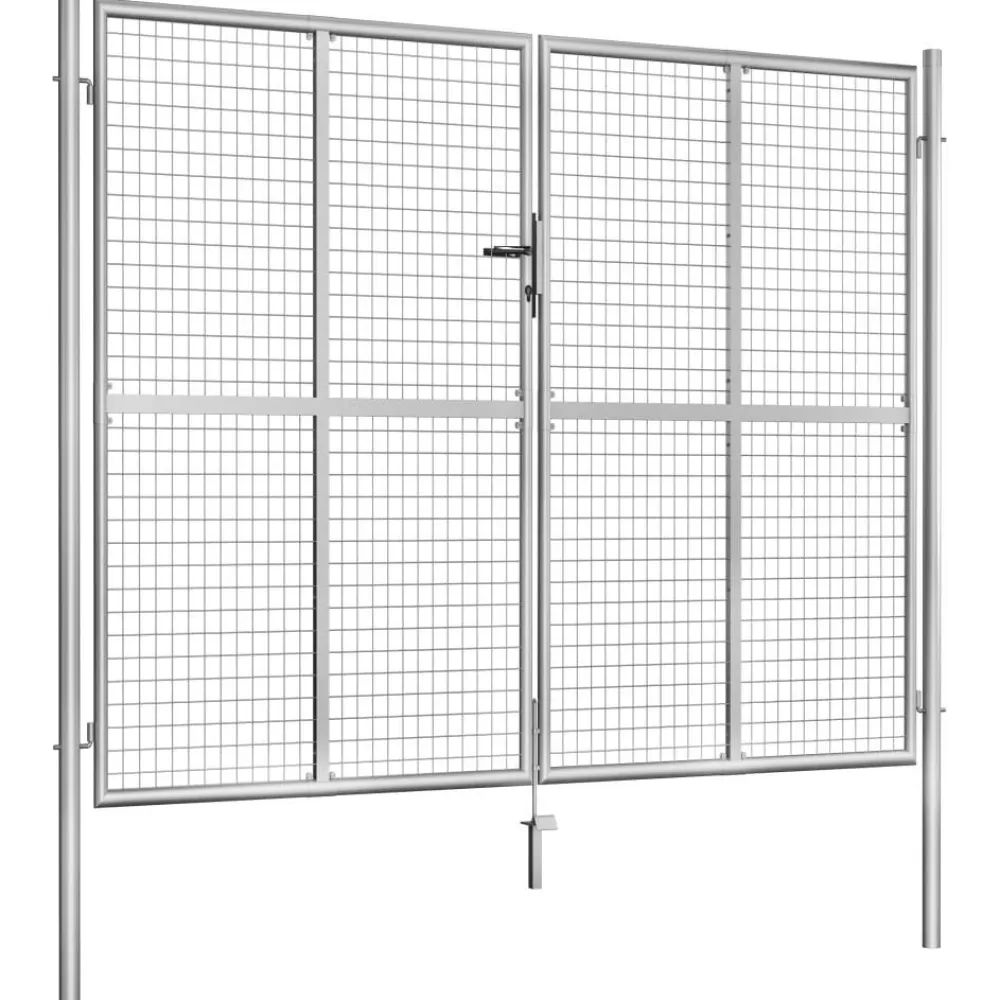 Sale FinePRICE Puutarhaportti galvanoitu teräs 306x250cm hopea