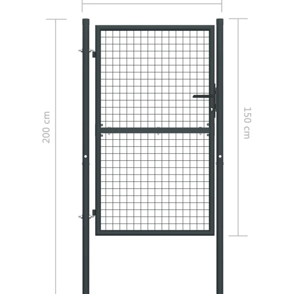 Online FinePRICE Puutarhaportti galvanoitu teräsverkko 100x200cm harmaa