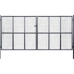 New FinePRICE Puutarhaportti galvanoitu teräsverkko 400x175cm harmaa