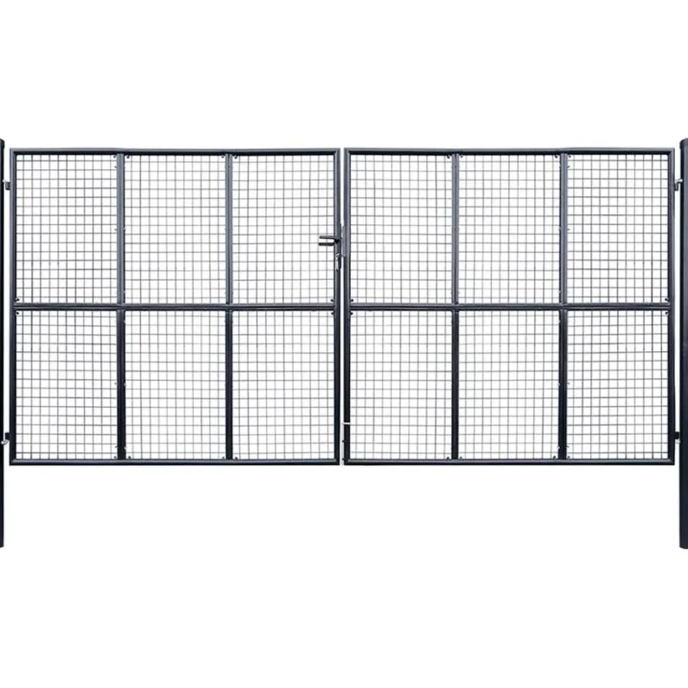 New FinePRICE Puutarhaportti galvanoitu teräsverkko 400x175cm harmaa
