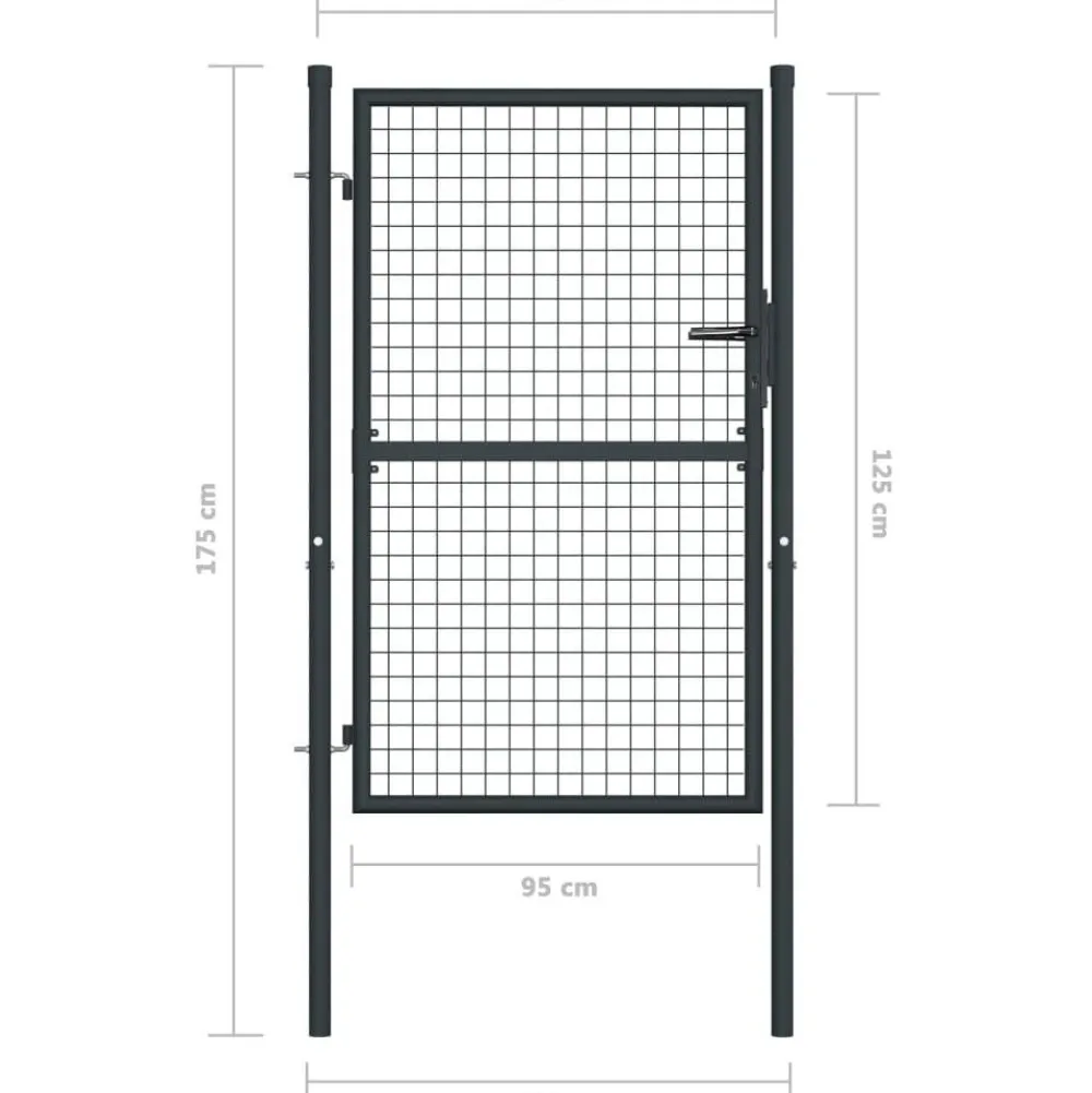 Outlet FinePRICE Puutarhaportti galvanoitu teräsverkko 100x175cm harmaa