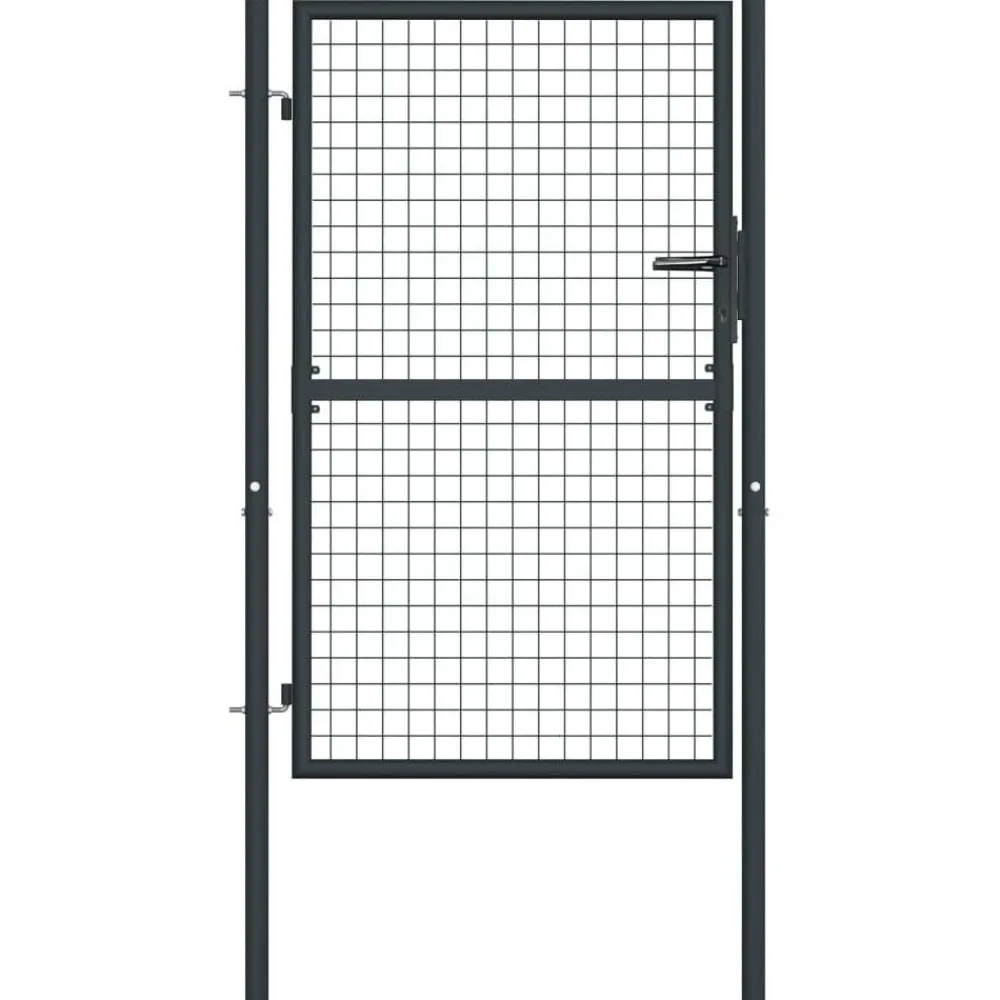 Outlet FinePRICE Puutarhaportti galvanoitu teräsverkko 100x175cm harmaa