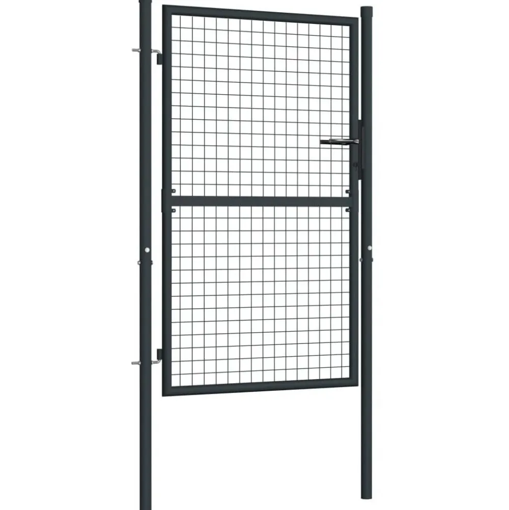 Outlet FinePRICE Puutarhaportti galvanoitu teräsverkko 100x175cm harmaa