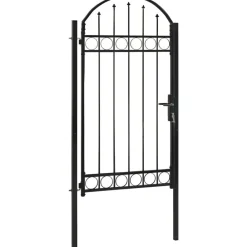 Clearance FinePRICE Puutarhaportti kaareva teräs 100x250cm musta