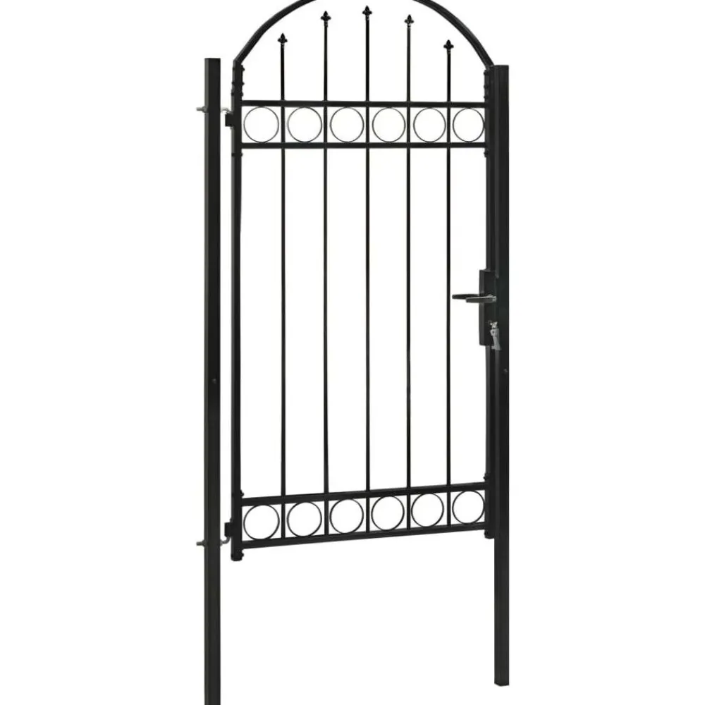 Clearance FinePRICE Puutarhaportti kaareva teräs 100x250cm musta