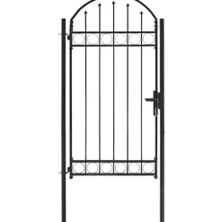 Clearance FinePRICE Puutarhaportti kaareva teräs 100x250cm musta