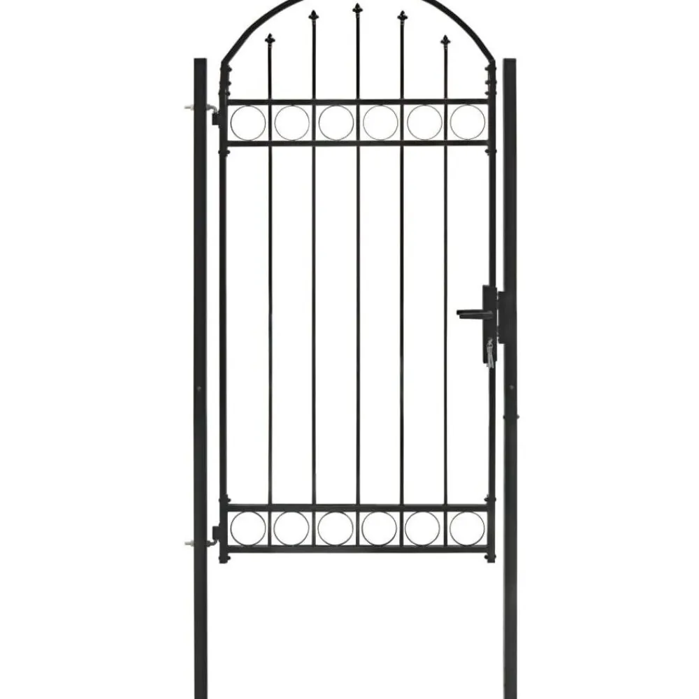 Clearance FinePRICE Puutarhaportti kaareva teräs 100x250cm musta