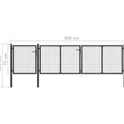 Discount FinePRICE Puutarhaportti käyntiovella teräs 400x75cm antrasiitti