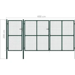 FinePRICE Puutarhaportti käyntiovella teräs 400x200cm vihreä