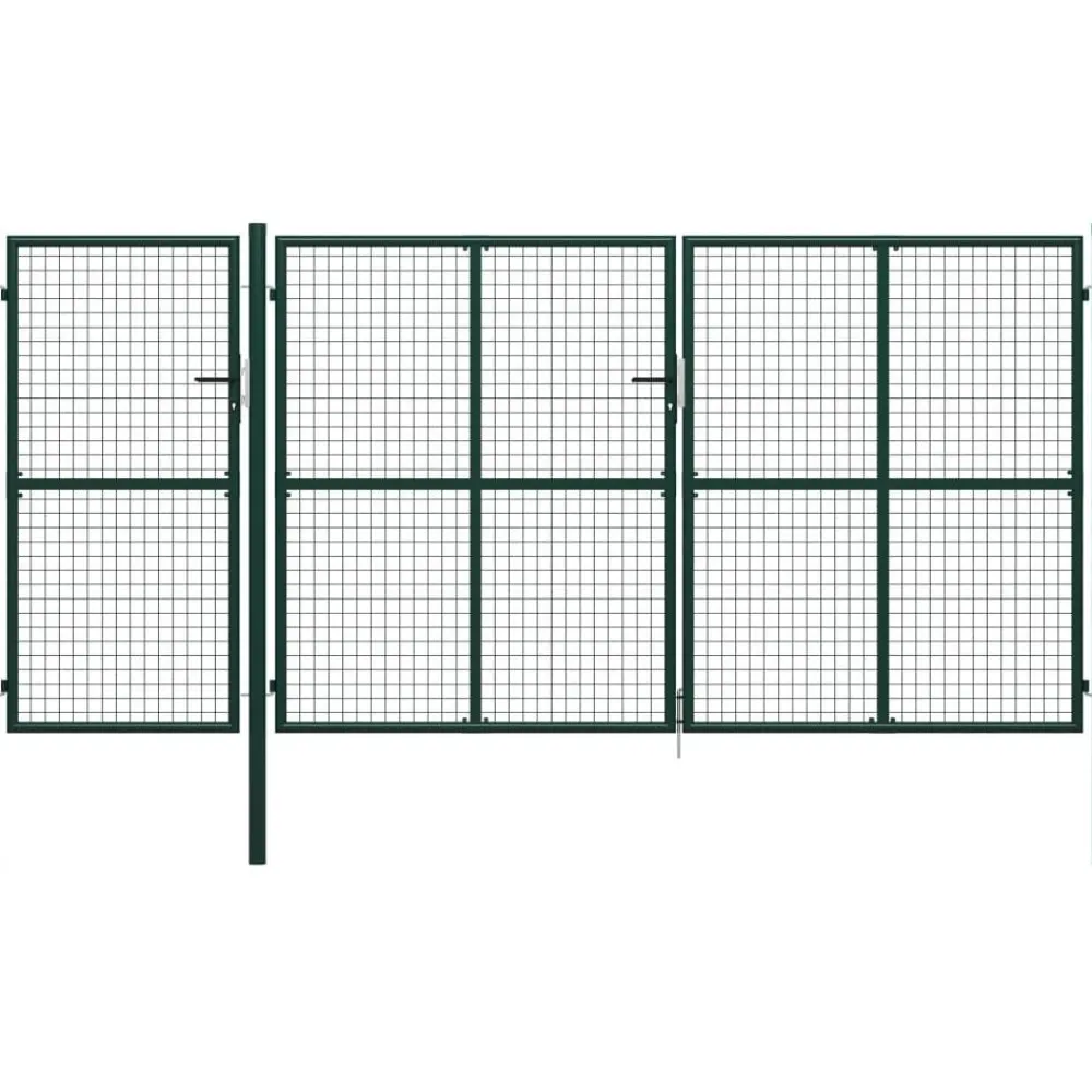 FinePRICE Puutarhaportti käyntiovella teräs 400x200cm vihreä