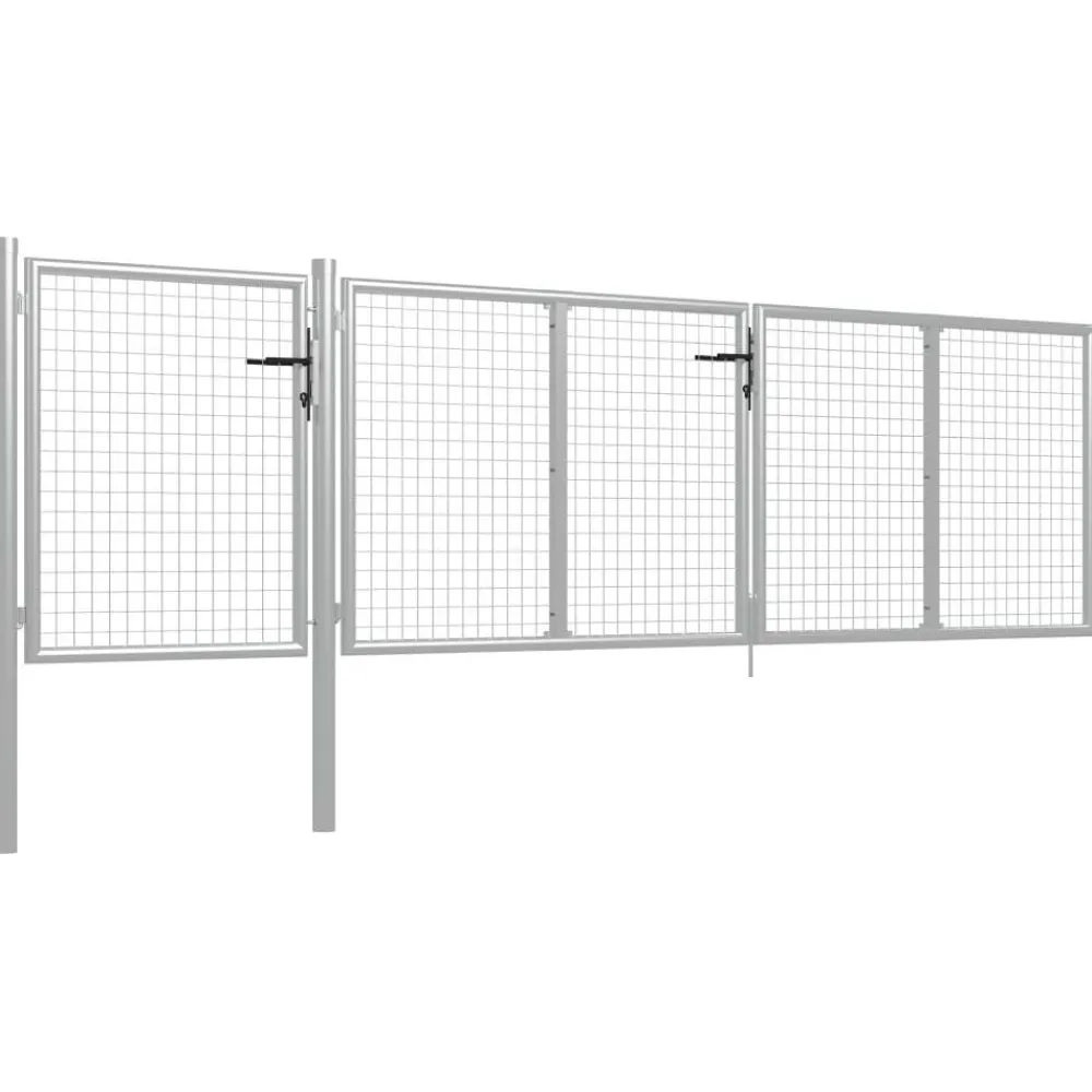 Online FinePRICE Puutarhaportti käyntiovella teräs 400x100cm hopea