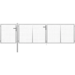 Online FinePRICE Puutarhaportti käyntiovella teräs 400x100cm hopea