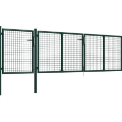 Outlet FinePRICE Puutarhaportti käyntiovella teräs 400x100cm vihreä