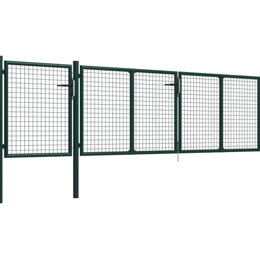 Outlet FinePRICE Puutarhaportti käyntiovella teräs 400x100cm vihreä