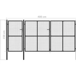 Outlet FinePRICE Puutarhaportti käyntiovella teräs 400x150cm antrasiitti