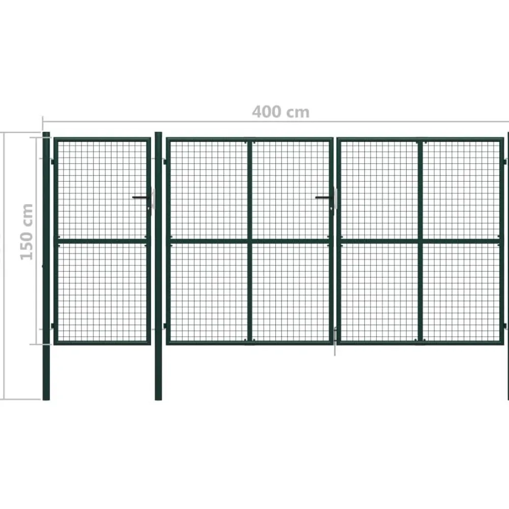 New FinePRICE Puutarhaportti käyntiovella teräs 400x150cm vihreä