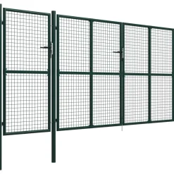 New FinePRICE Puutarhaportti käyntiovella teräs 400x150cm vihreä