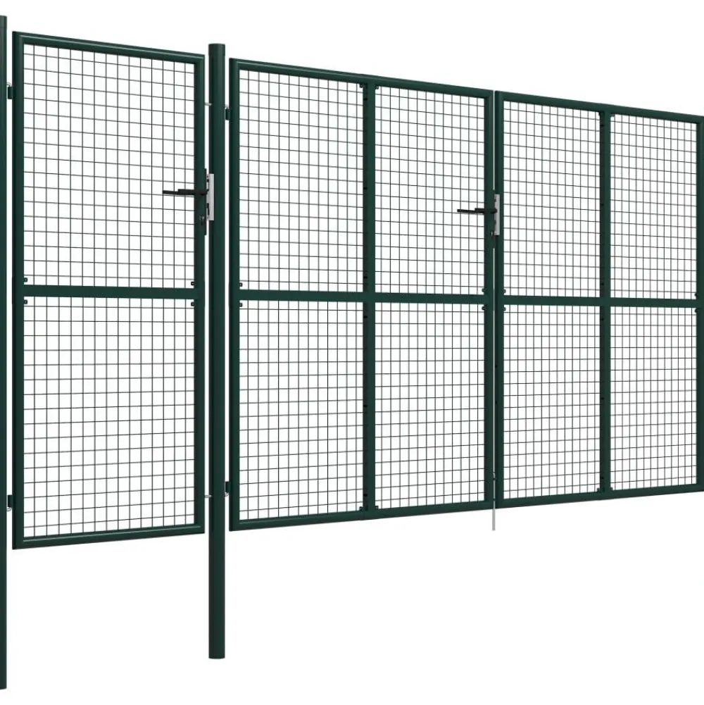 New FinePRICE Puutarhaportti käyntiovella teräs 400x150cm vihreä