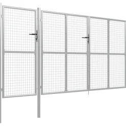 Online FinePRICE Puutarhaportti käyntiovella teräs 400x150cm hopea