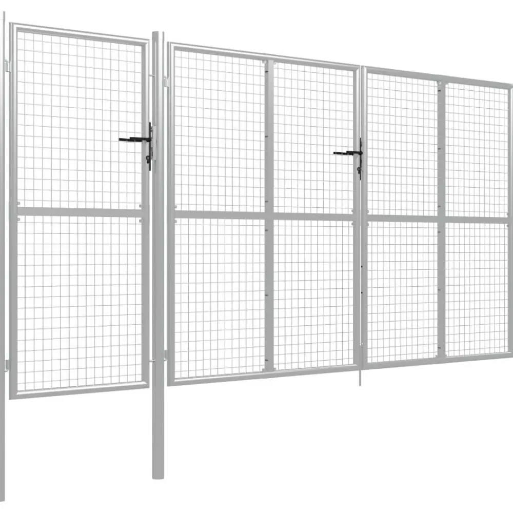 Online FinePRICE Puutarhaportti käyntiovella teräs 400x150cm hopea