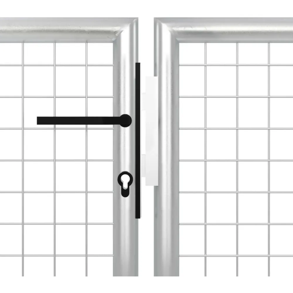 Online FinePRICE Puutarhaportti käyntiovella teräs 400x150cm hopea