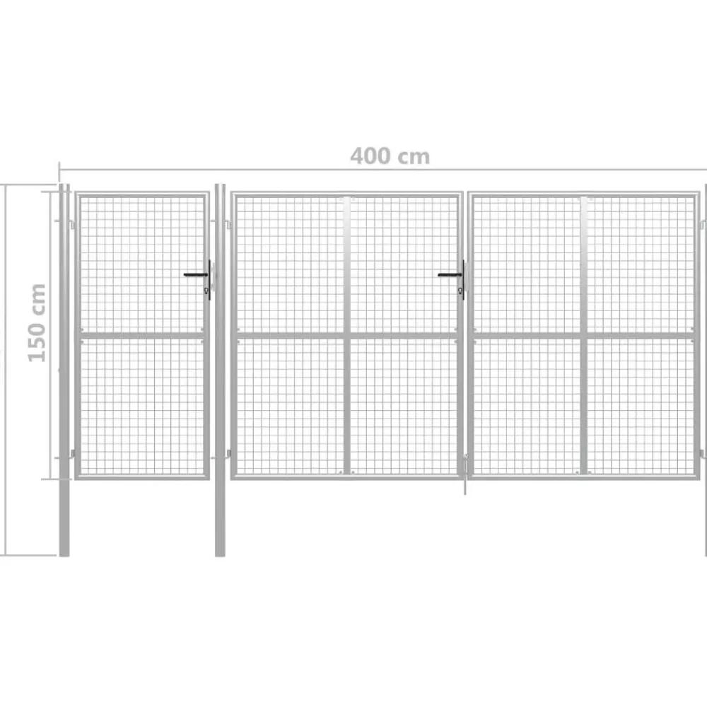 Online FinePRICE Puutarhaportti käyntiovella teräs 400x150cm hopea