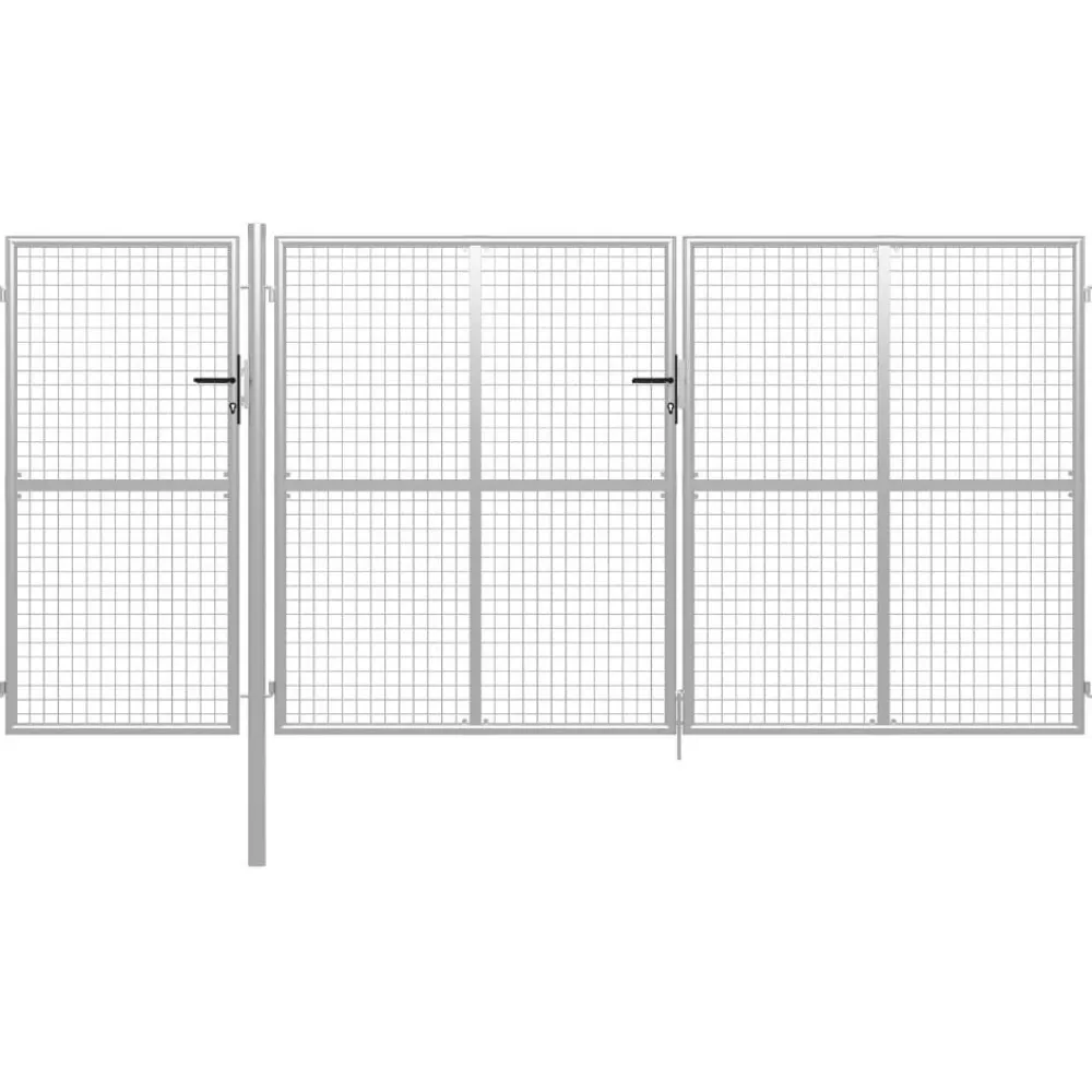 Online FinePRICE Puutarhaportti käyntiovella teräs 400x150cm hopea