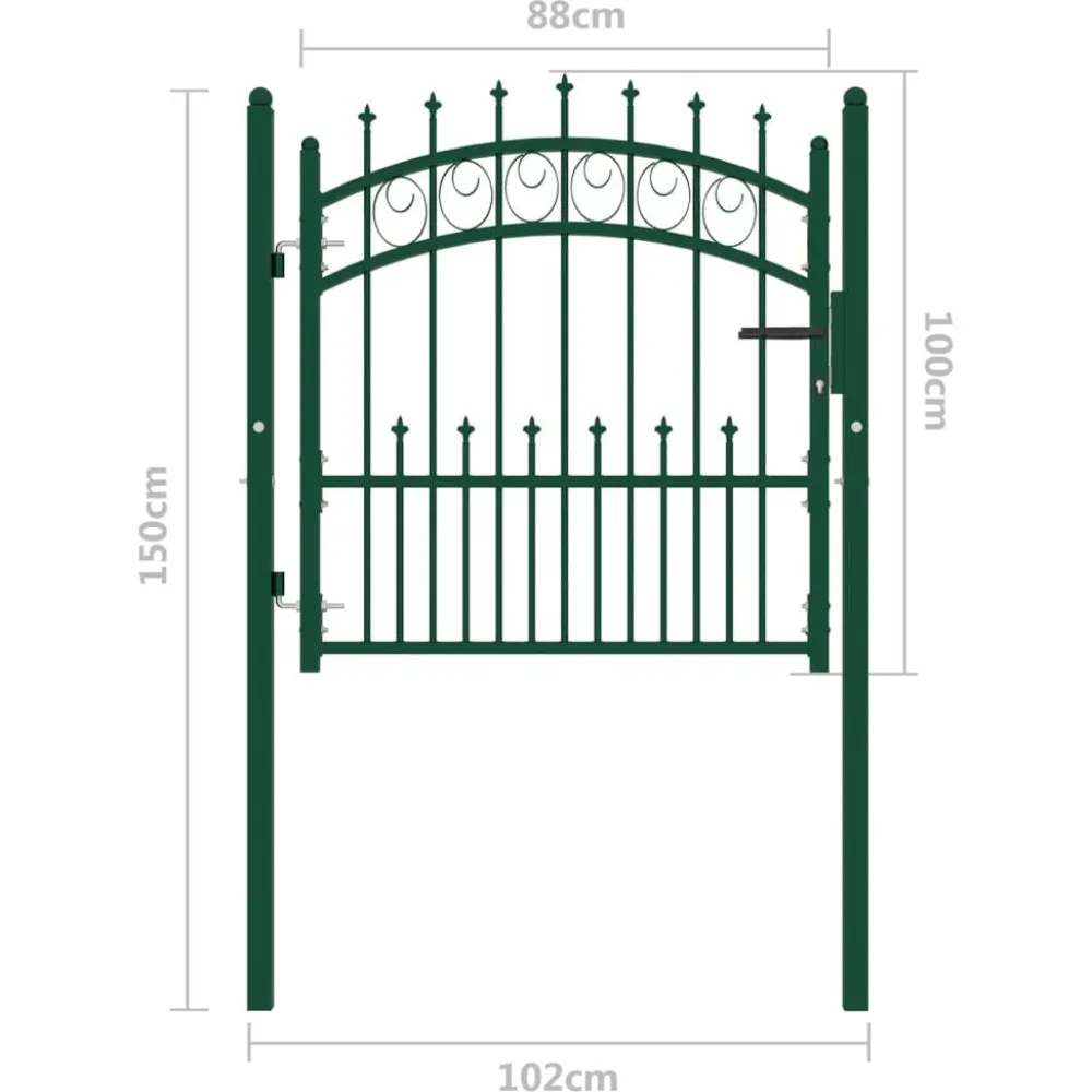 Sale FinePRICE Puutarhaportti piikeillä, teräs, 100x100-200cm, eri kokoja ja värejä