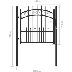 Sale FinePRICE Puutarhaportti piikeillä, teräs, 100x100-200cm, eri kokoja ja värejä