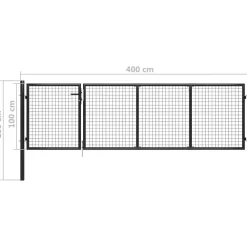 Sale FinePRICE Puutarhaportti teräs 350x100cm antrasiitti