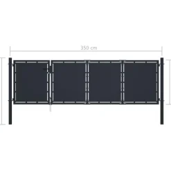 Sale FinePRICE Puutarhaportti teräs 350x75cm umpinainen antrasiitti