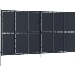 Outlet FinePRICE Puutarhaportti teräs 400x175cm umpinainen antrasiitti