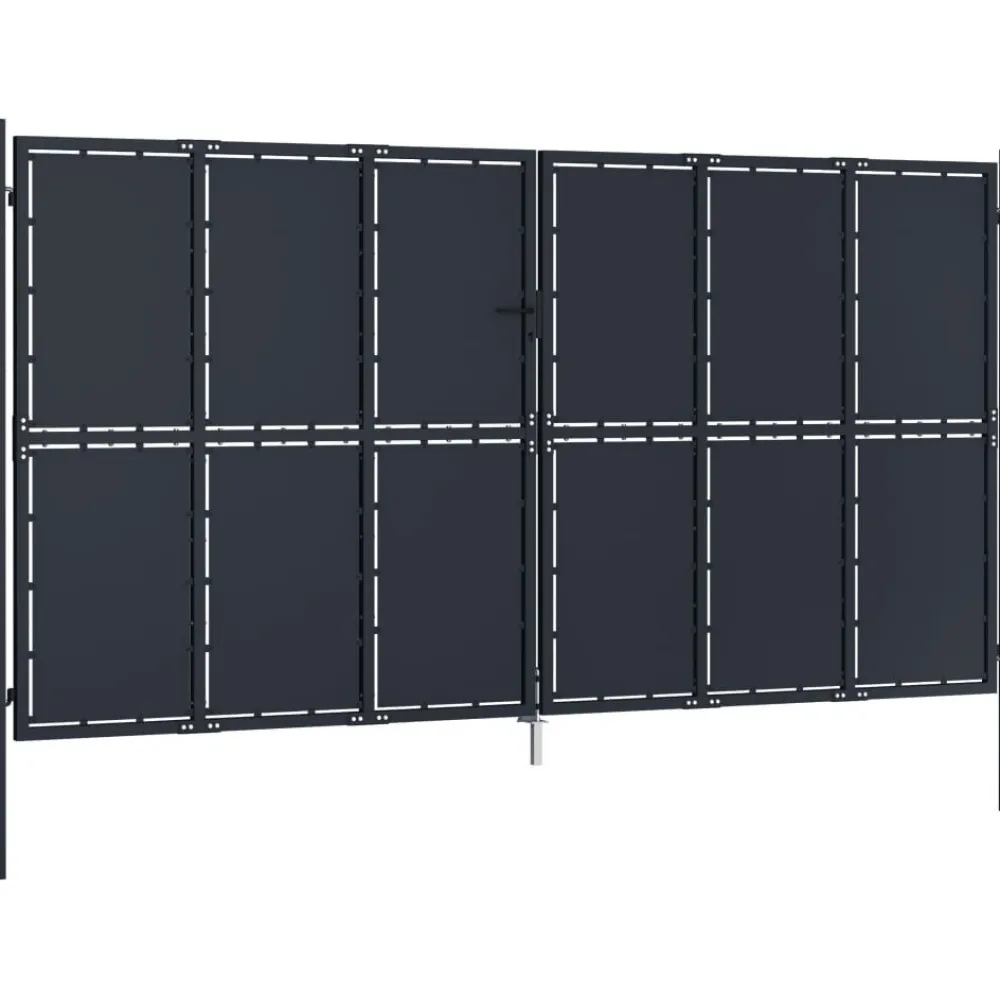 Outlet FinePRICE Puutarhaportti teräs 400x175cm umpinainen antrasiitti